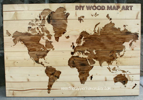 DIY Wooden World Map Art for Geography Nut 