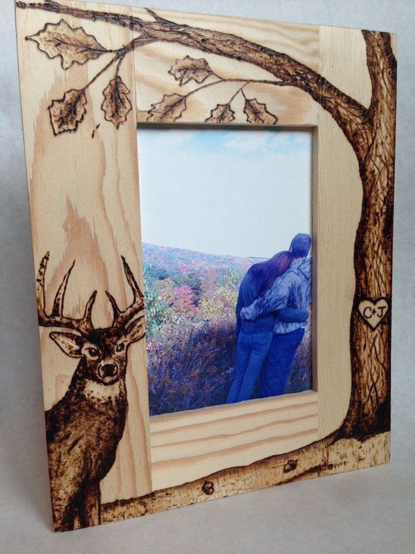 Personalized Wood Burned Photo Frame 