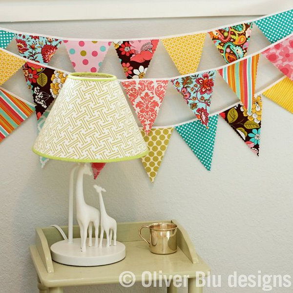Mini Pennant Fabric Banner Bunting for Baby Room's Decorating. 