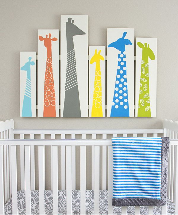 DIY Giraffe Nursery Wall Art. 