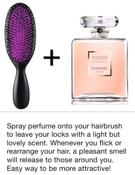 Spray Perfume onto Your Hairbrush to Keep Your Hair Smelling Good. 