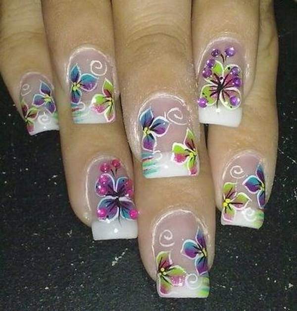 Butterfly Nail Design for Clear Nails. 
