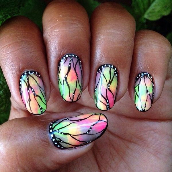 Stained Glass Butterfly Nails. 