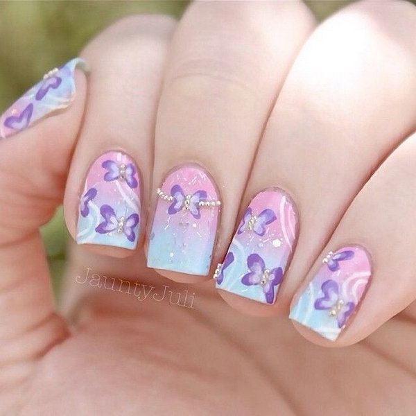 Pastel Butterfly Nail Designs. 