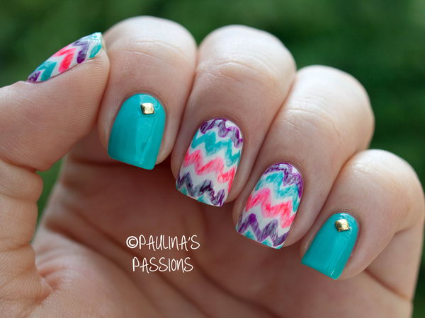 Washed out Chevron Nails. See more directions 
