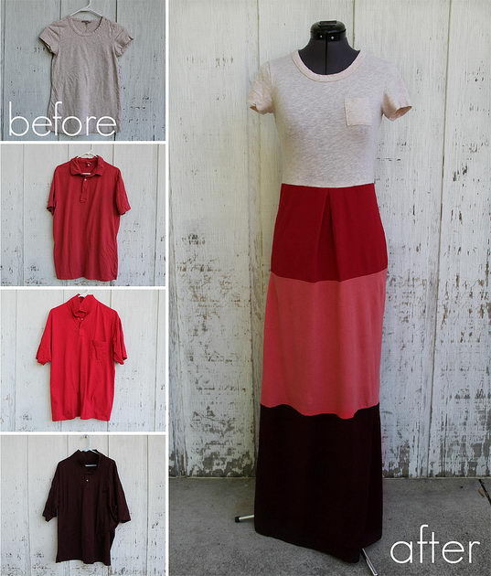 DIY Colorblock Dress from T Shirts. Get the tutorial 