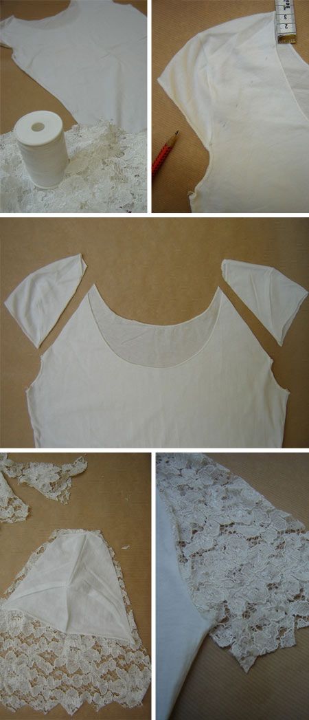 DIY Lace Sleeve T shirt. Get the directions 