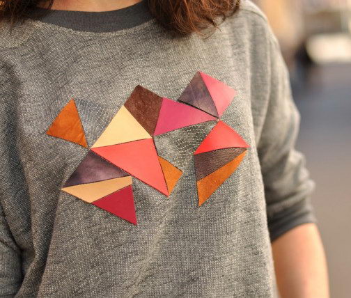 Sweet Geometric inspired Sweater with Leather. Get the tutorial 