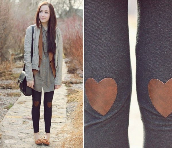 Heart shaped Leather Embellishment Knees. Get the tutorial 
