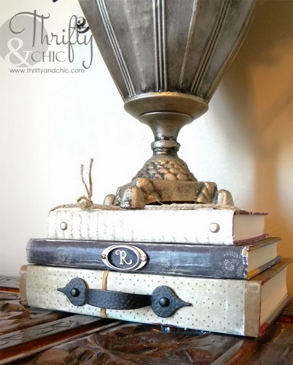 Vintage Embellished Books. If you like the shabby chic style, this is a good choice for you. Get started with the tutorial 
