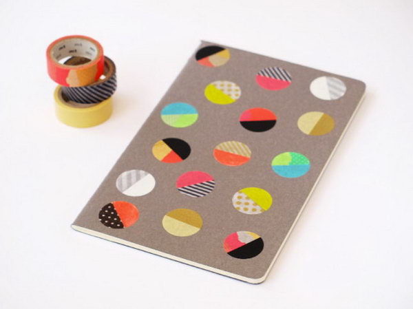 Colorful Dot Notebook. This one looks so cute! Do you want to make one for yourself or your little ones? All you need to make this cheery cover is a paper notebook, some washi tape and a paper punch. Learn more instructions 