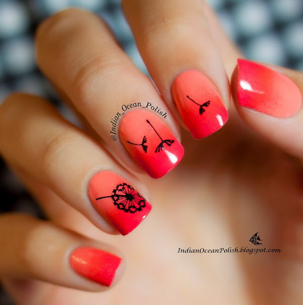 Sunset Nails with Dandelions. Get the tutorial 