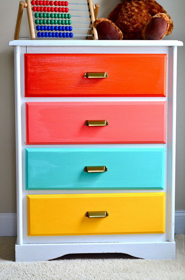 Rainbow Colored Dresser. Get the instructions 