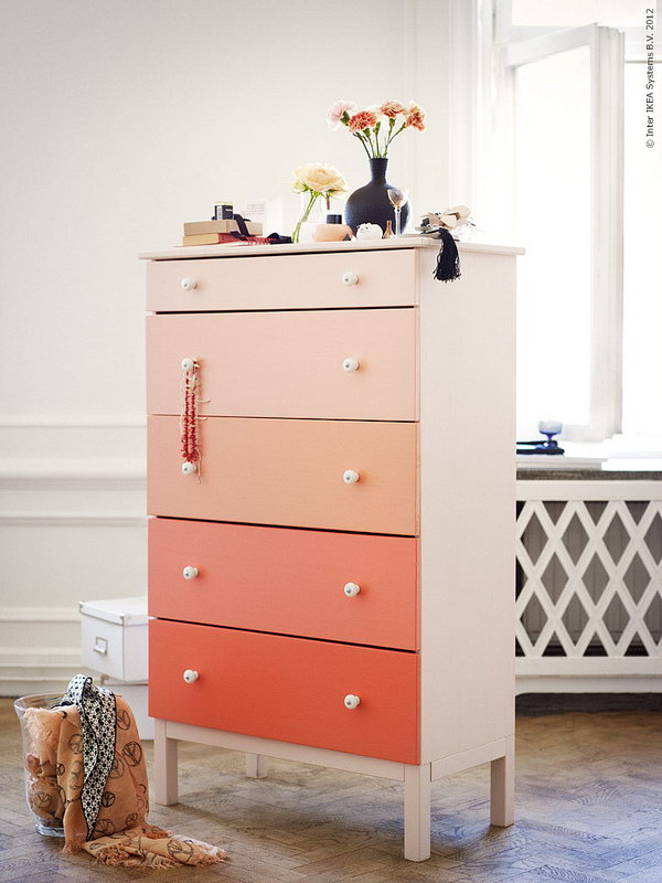 IKEA Hack for Ombre Dresser. See the directions 
