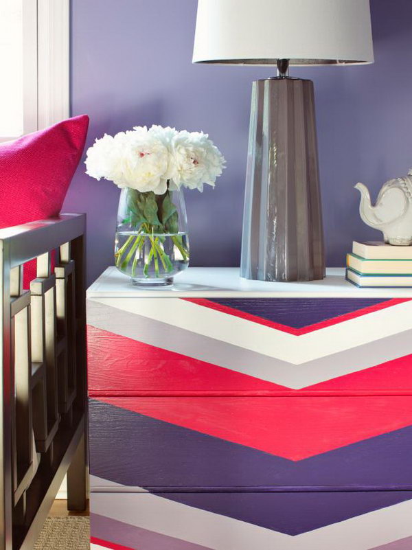 Chevron Patterned Dresser. See the steps 