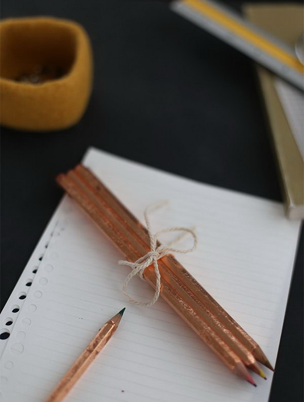 DIY Gold Leaf Pencils. 