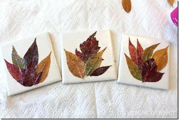 DIY Leaf Coaster Craft. See the tutorial 