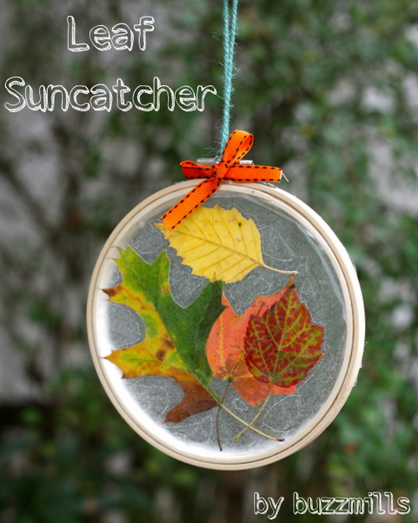 Embroidery Hoop Leaf Suncatchers. Learn how to make it 