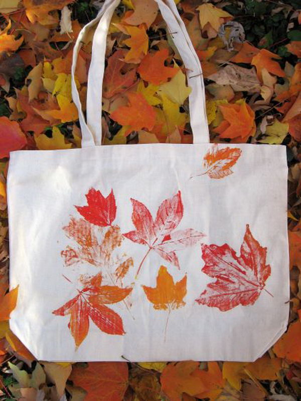 Leaf Prints Tote Bag. See how to make it 