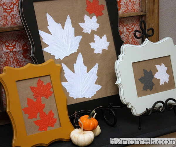 Framed Fall Leaf Wall Art. Check out the tutorial 