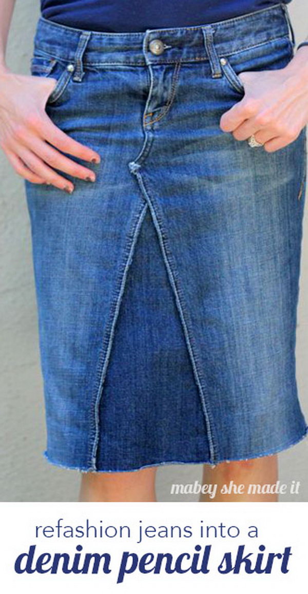 DIY Pants Pencil Skirt. Get the steps 