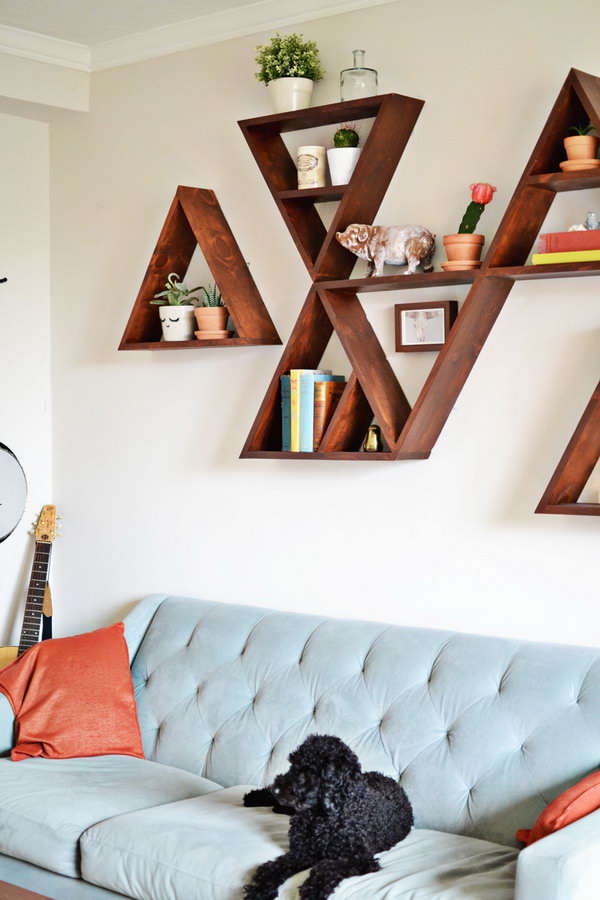 DIY Triangle Shelves. See the tutorial 