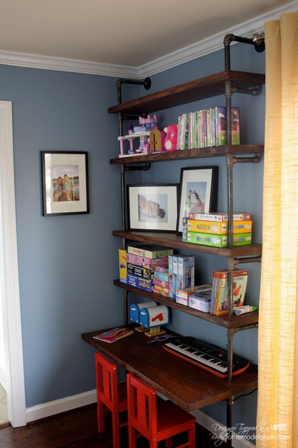 DIY Industrial Pipe Shelves and Desk. Get the directions 