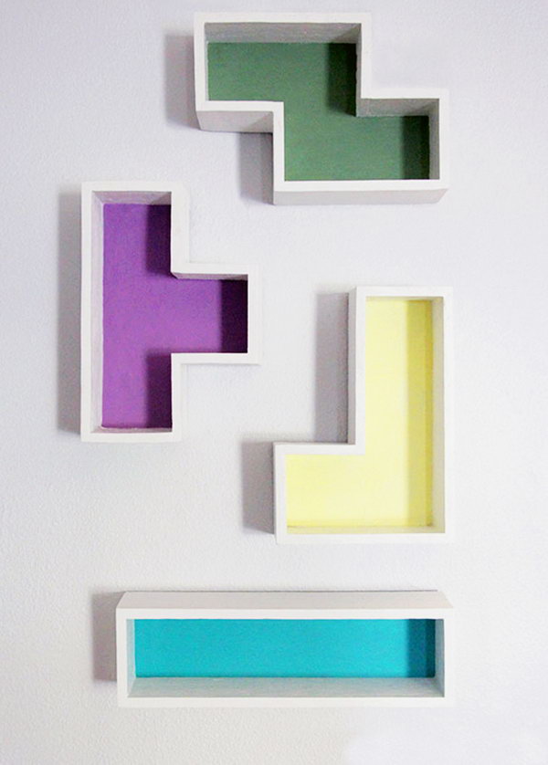 DIY Tetris Shelves. See the directions. 