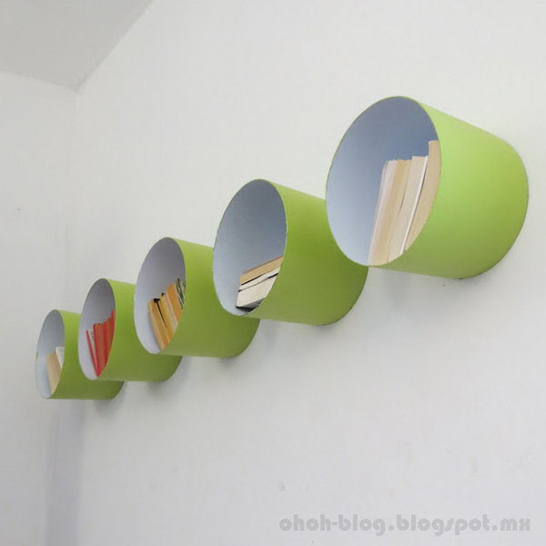 Clever Paint Bucket Shelves. Get the tutorial 