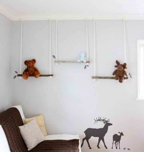 DIY Branch Swing Shelves. Get the instructions 