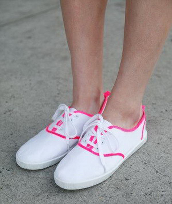 DIY Awesome Neon Lined Canvas Sneakers. Get the instructions 