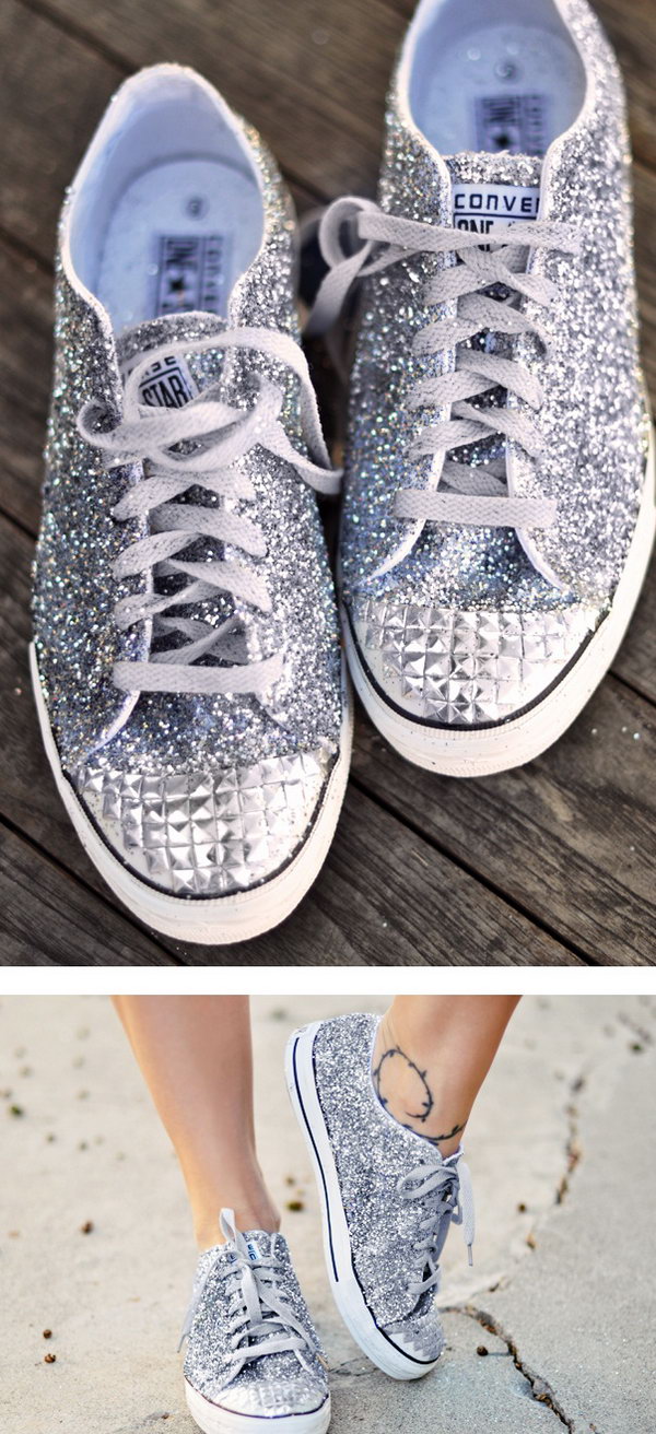 Bling Bling Converse Shoes. It would be cute if all the girls wore silver converse style. Not to mention comfortable! See the directions 