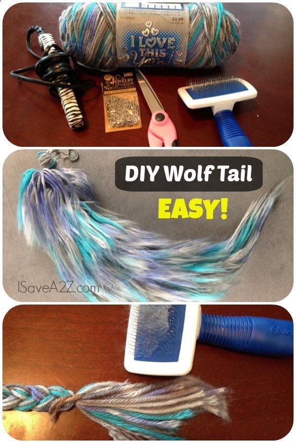 Cool DIY Costume Wolf Tail. Make a wolf tail (for costumes) out of yarn. It looks cool and would be good for the Halloween costume. Tutorial via 