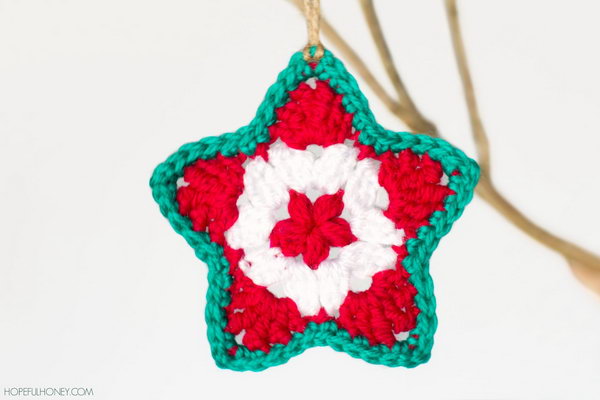 Crochet Star Christmas Ornament. You can make this crochet star ornament for your Christmas tree using your stash of scrap yarn. And it would be super easy to make too. 