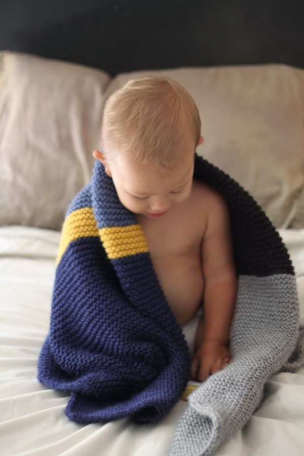 Knit Colorblock Bias Baby Blanket. Knit your baby gorgeous colorblock bias blanket using a very easy to follow pattern. See tutorial 