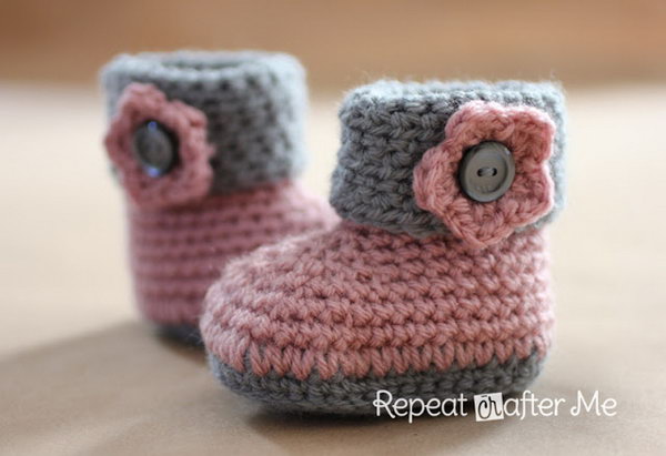 Crochet Cuffed Baby Booties. This cute Sweet hand crocheted baby booties can make a darling baby gift. 