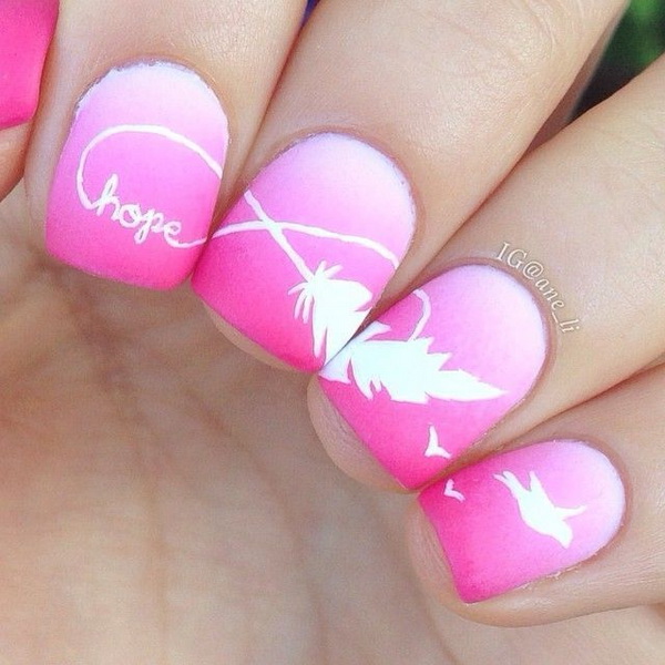 Feather Nail Designs With Infinity Sign. Very pretty! I have to say, I am really into this feather design. 