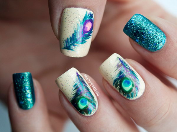 2. Adorable Feather Nail Art - wide 9