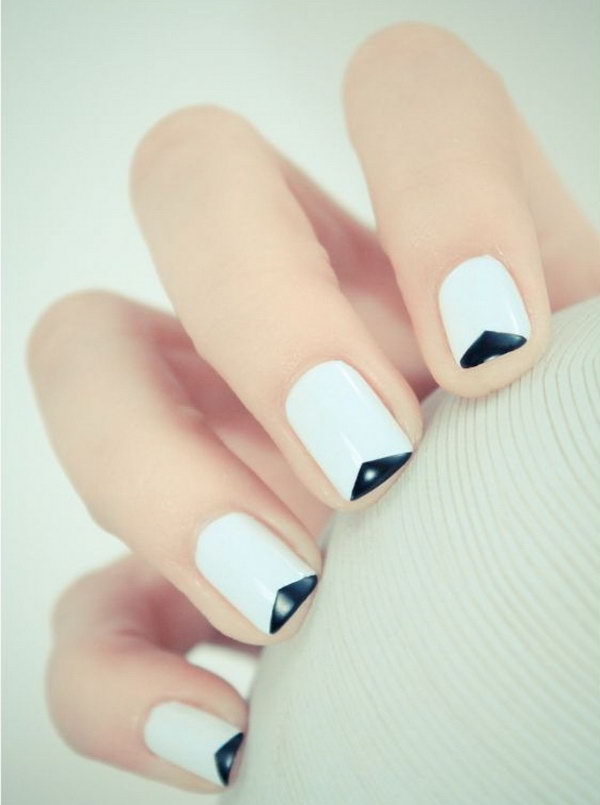 Reverse v shape French Tip Manicure. 