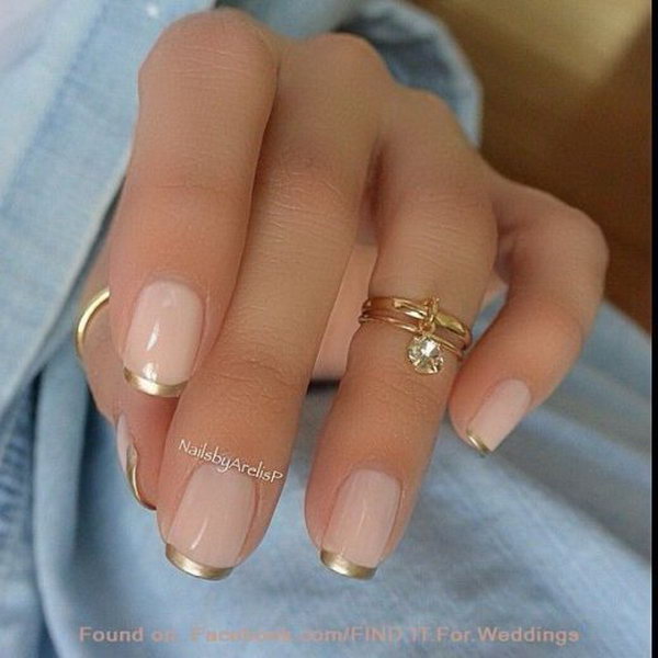 Pink and Gold French Manicure Design. 