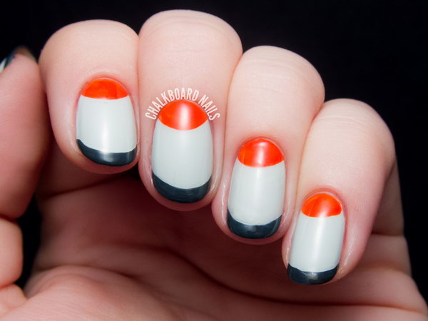 Mod Half Moon and French Tip Manicure Design. Get the tutorial 