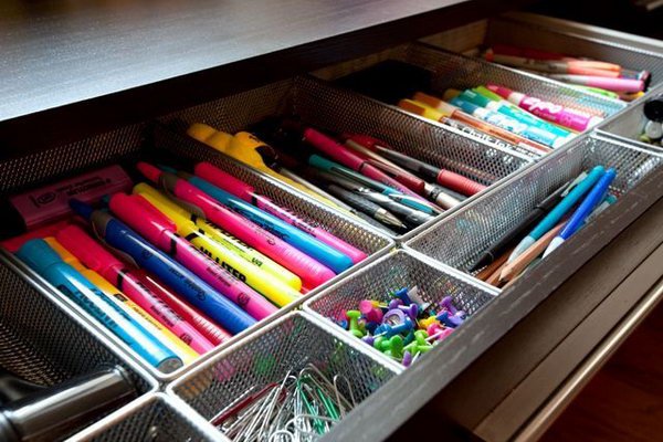 Home Office Drawer Organizers. Keep all of your office supplies, like markers, pins, clips organized in this drawers. 