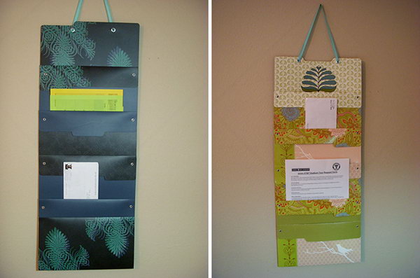 DIY File Folder Wall Organizer. This hanging file folder wall organizer is ideal for those without a lot of desktop space. Check out the tutorial 
