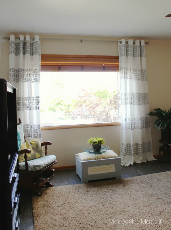DIY Stenciled Curtains. See the steps 