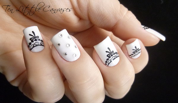 Black and White Lace Nails. See more details 
