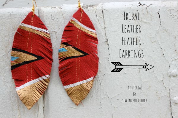 DIY Leather Feather Earrings. Get the tutorial 