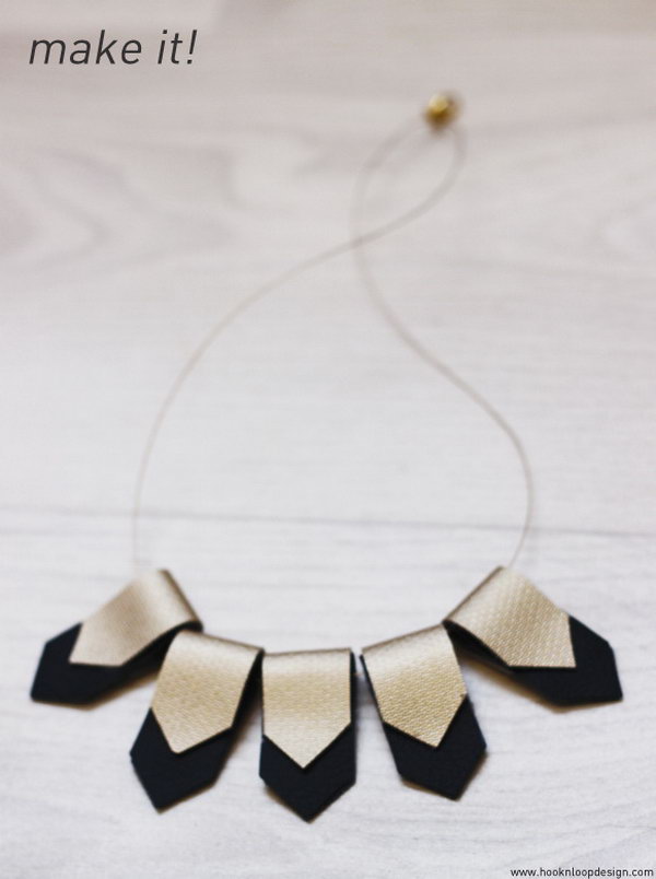 DIY Leather Geometric Necklace. See how 