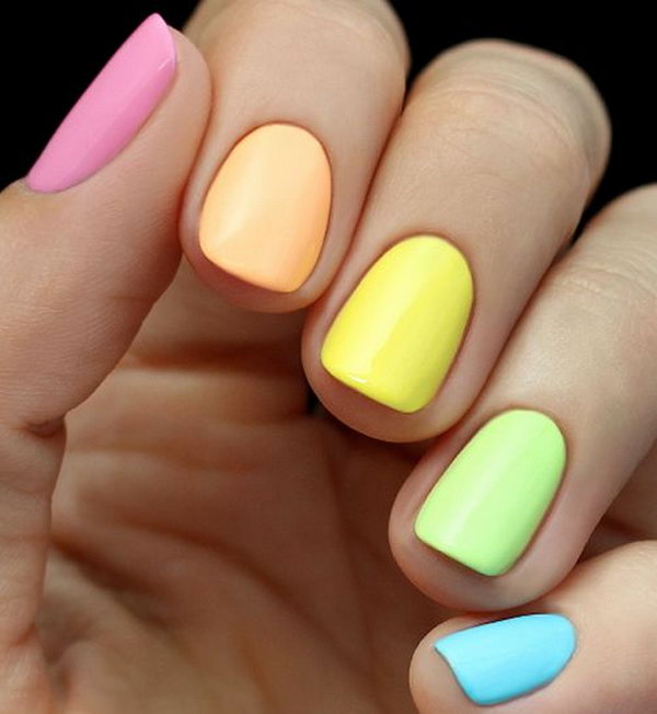 Pastel Neon Nails. 