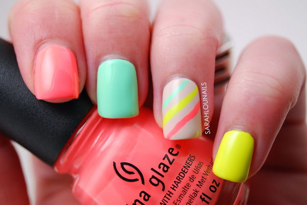 Neon Strip Nail Designs. See the steps 