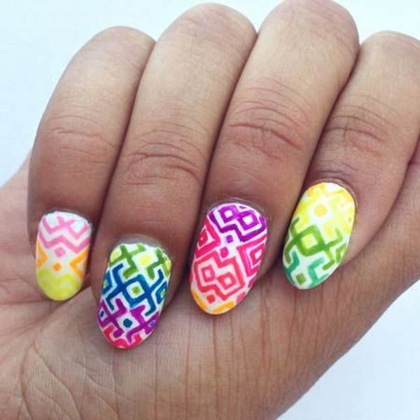 Geometric Neon Nails. 